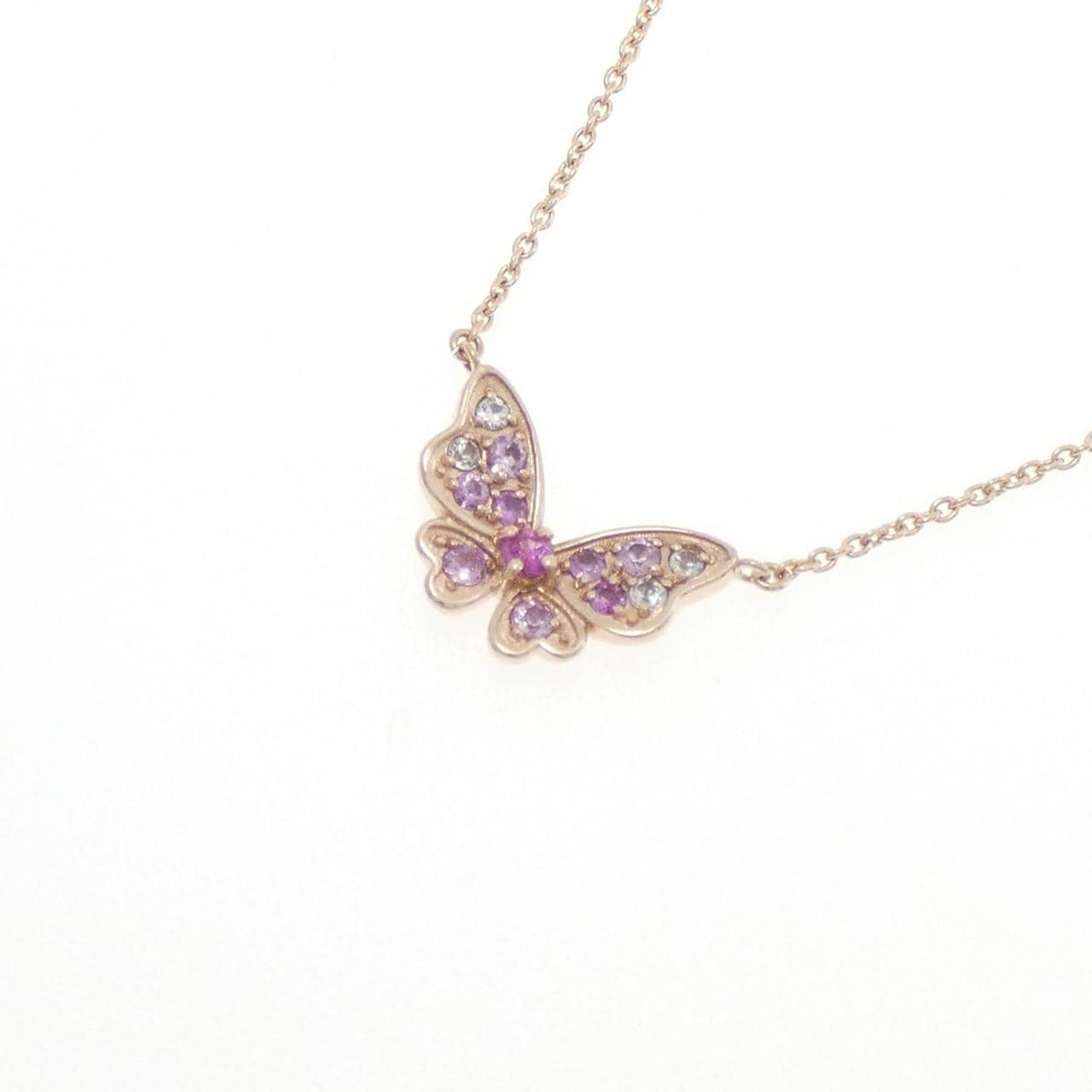 K10PG バタフライ サファイヤ ネックレス 0.12CT