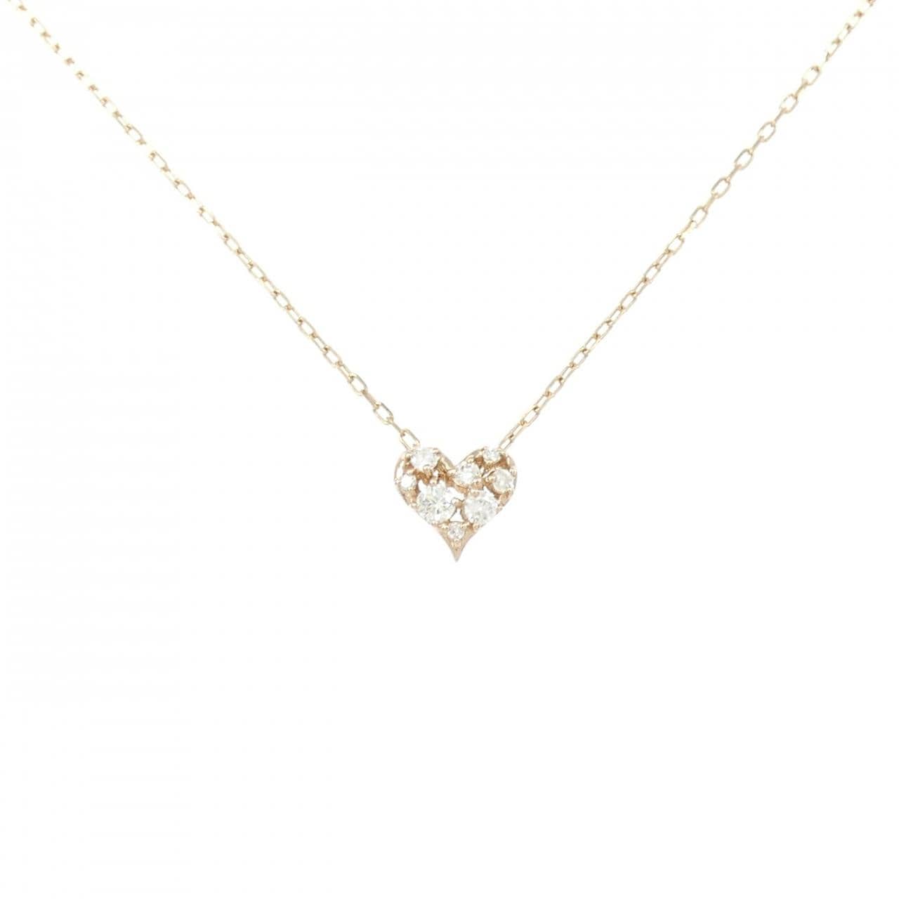 K18PG ハート ダイヤモンド ネックレス 0.15CT