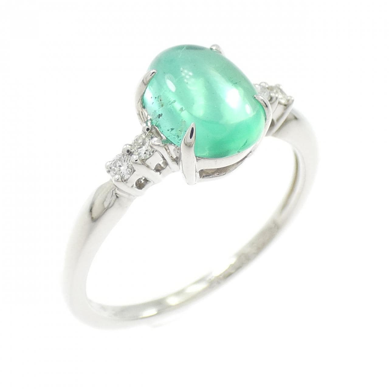 PT900 エメラルドキャッツアイ リング 0.50CT