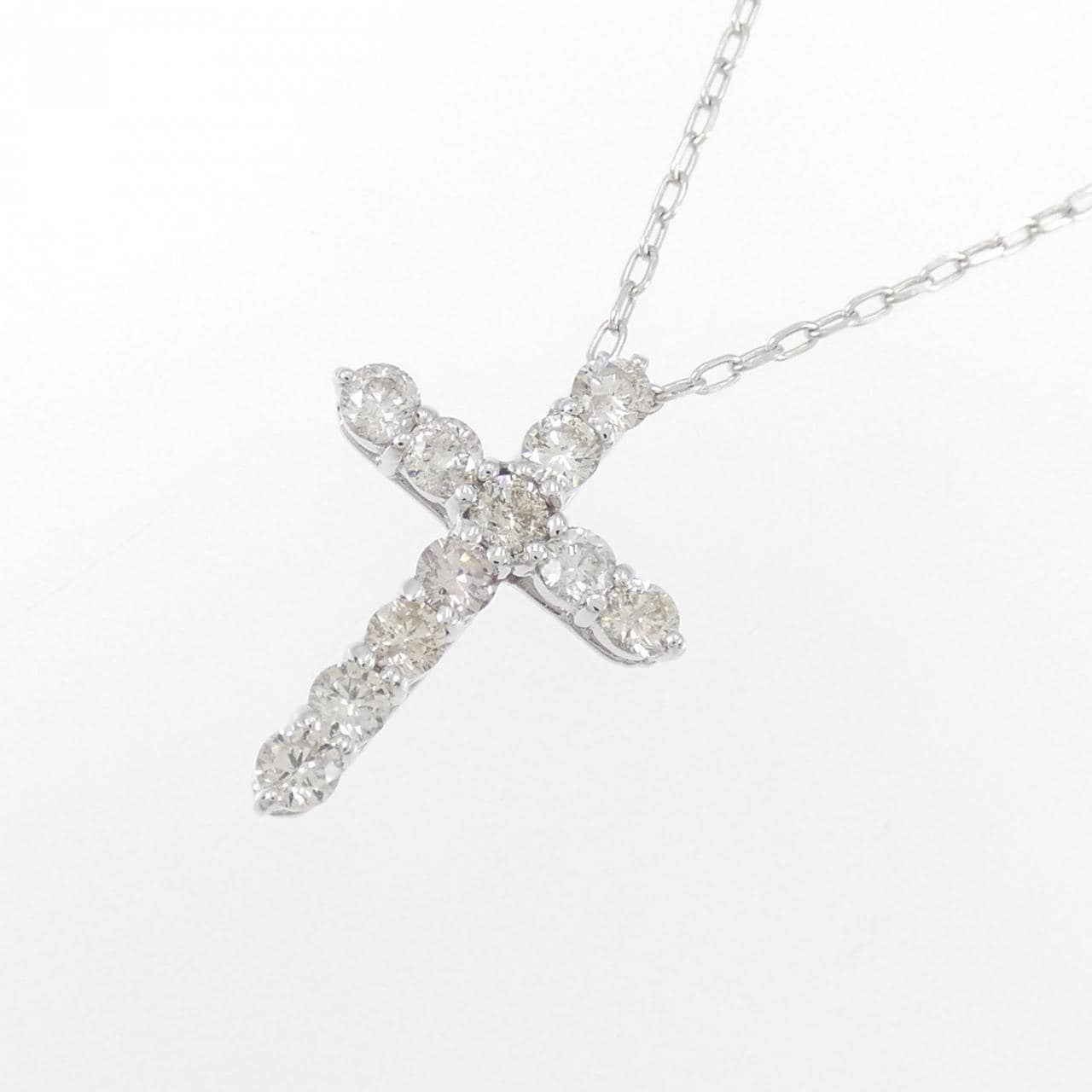 K18WG クロス ダイヤモンド ネックレス 0.50CT