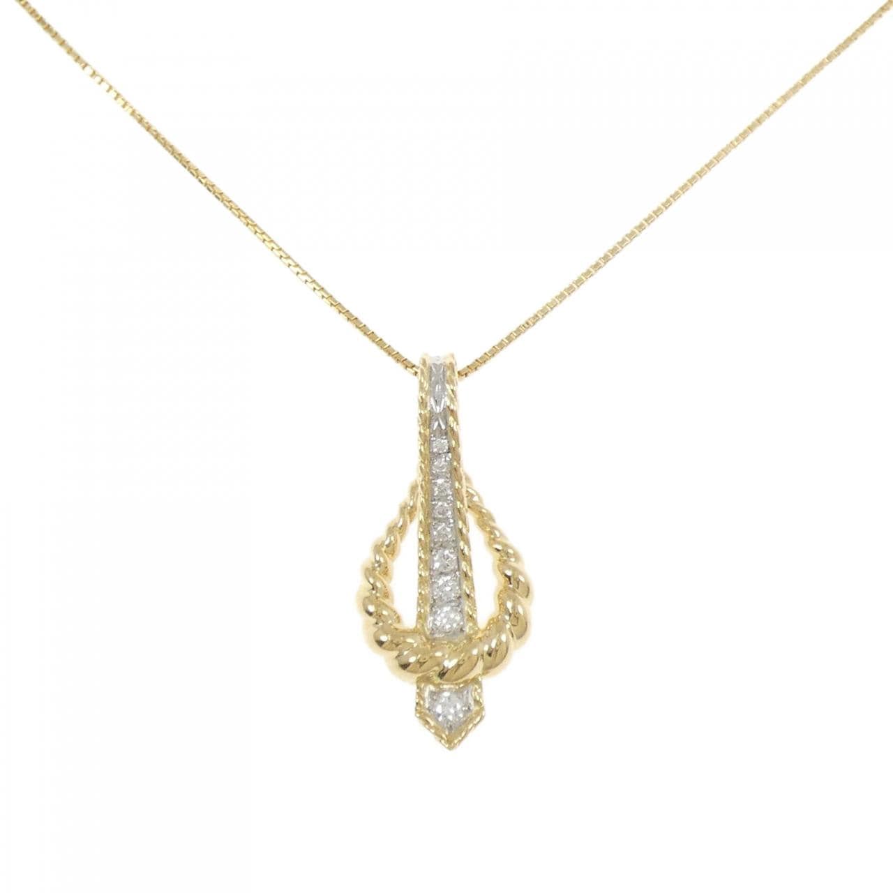 K18YG/PT900 ダイヤモンド ネックレス 0.24CT
