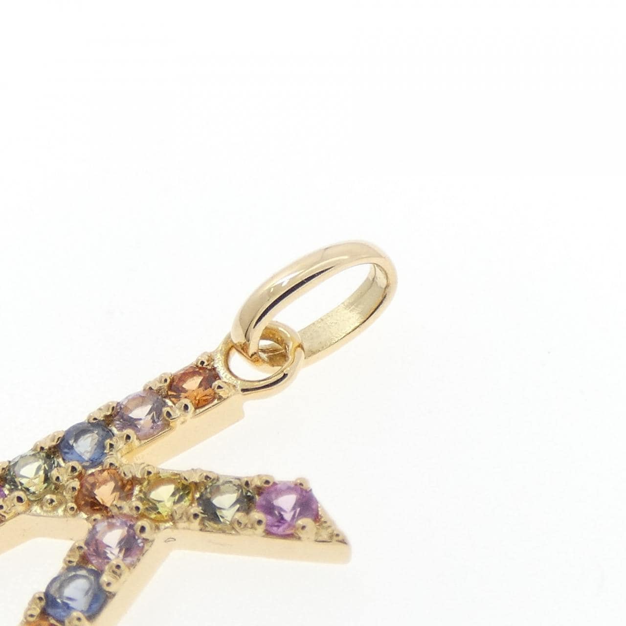 【新品】K18YG イニシャルK サファイヤ ペンダント 0.24CT