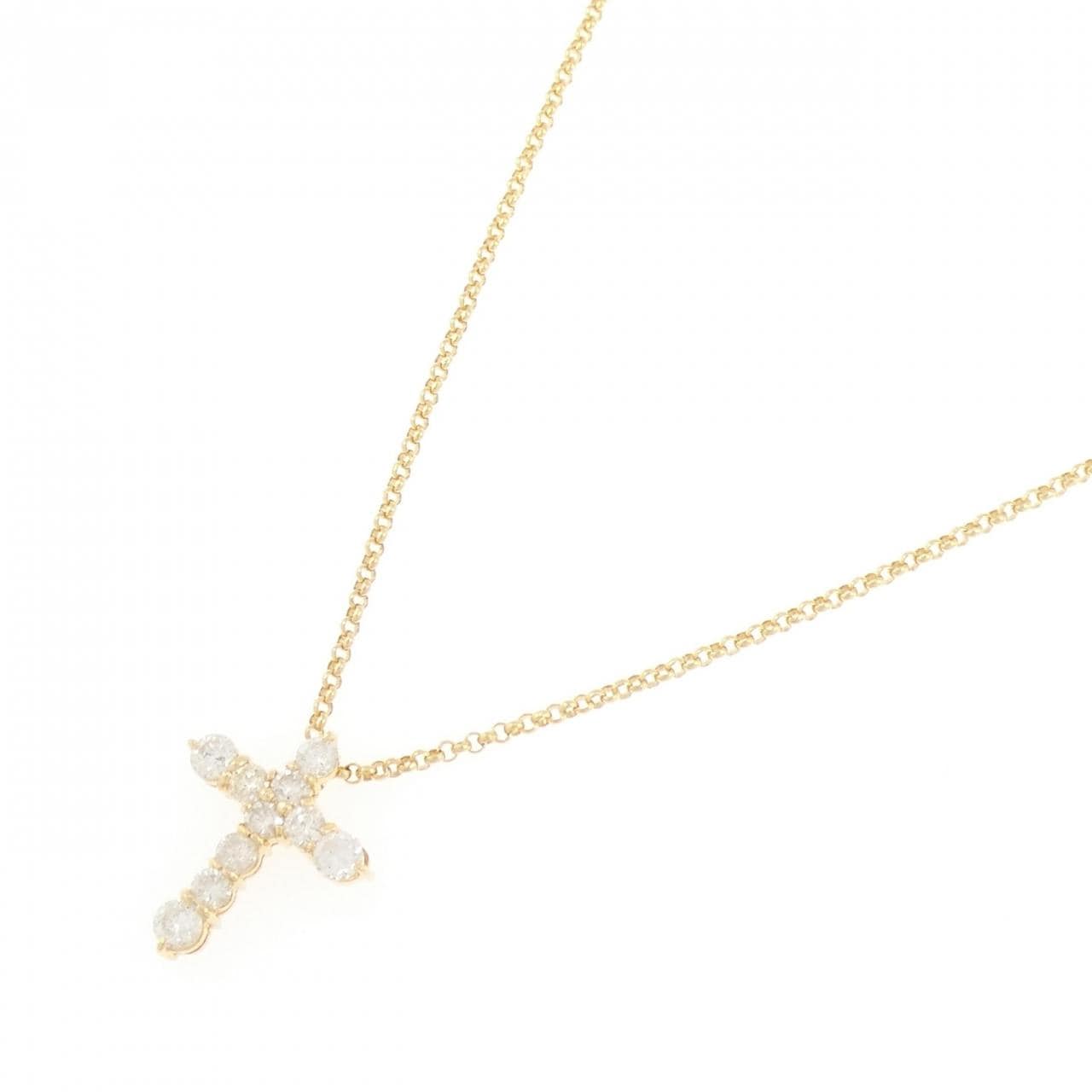 K18YG クロス ダイヤモンド ネックレス 1.00CT