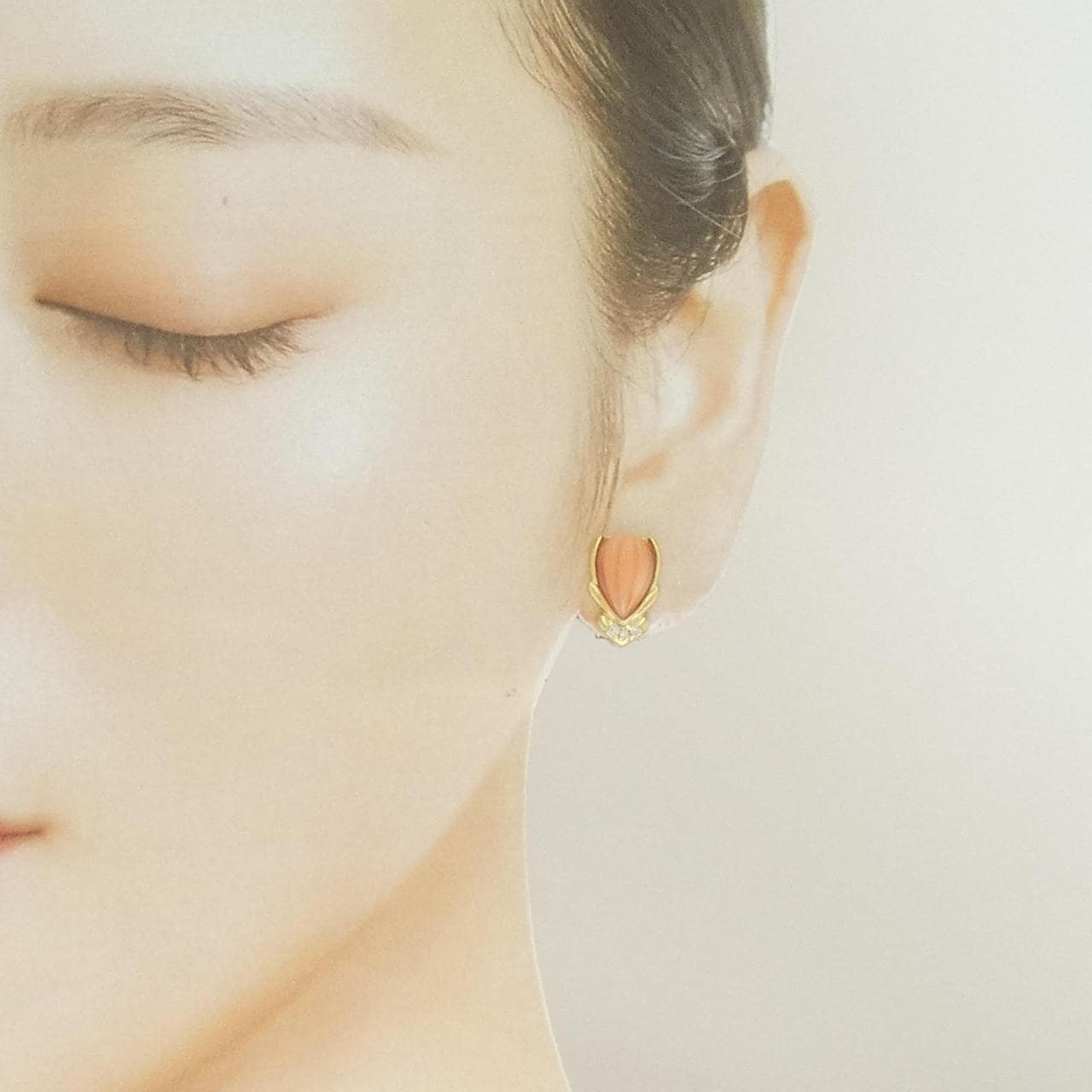 K18YG サンゴ イヤリング