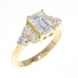 【リメイク】K18YG ダイヤモンド リング 1.003CT H SI2 エメラルドカット