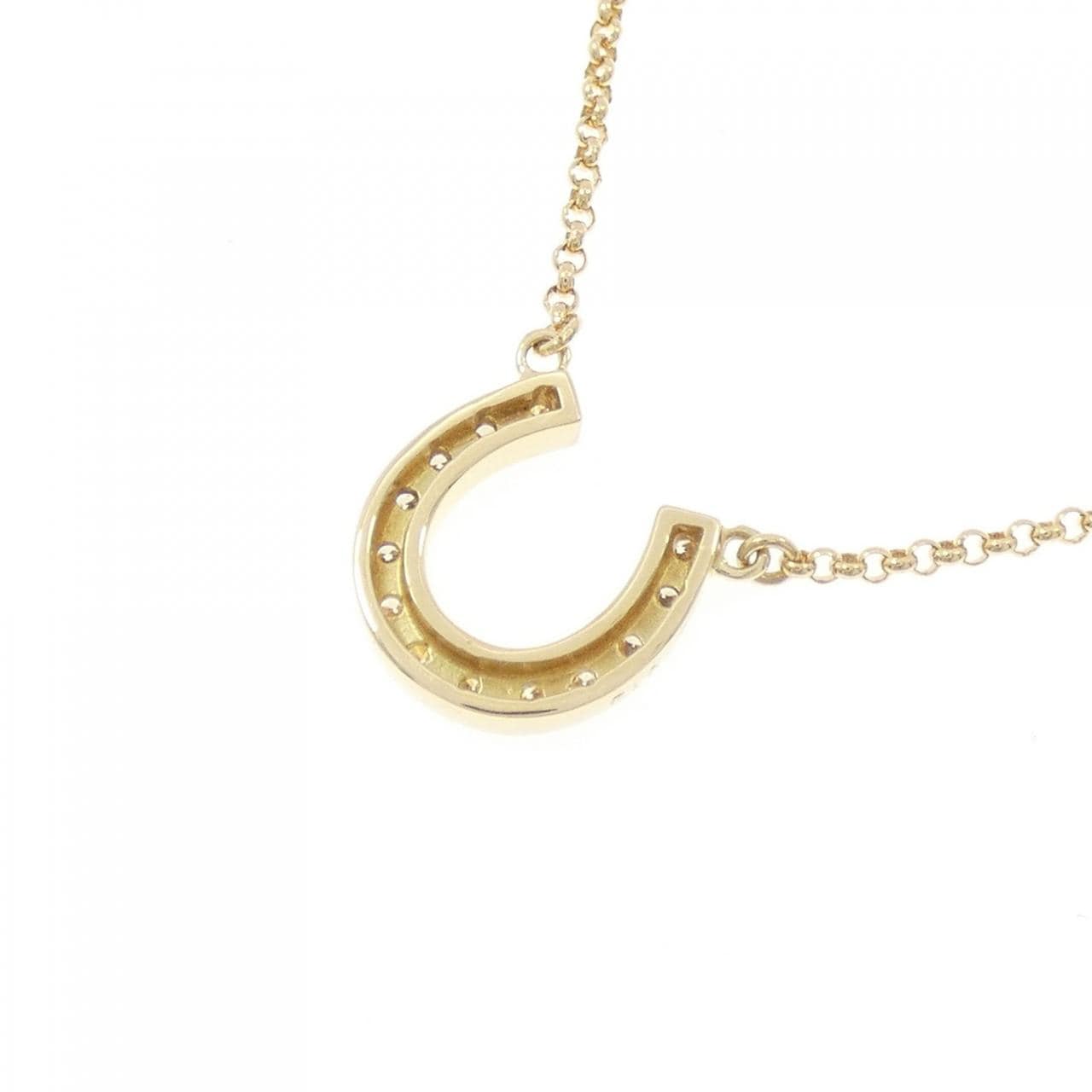 K18YG ホースシュー ダイヤモンド ネックレス 0.19CT