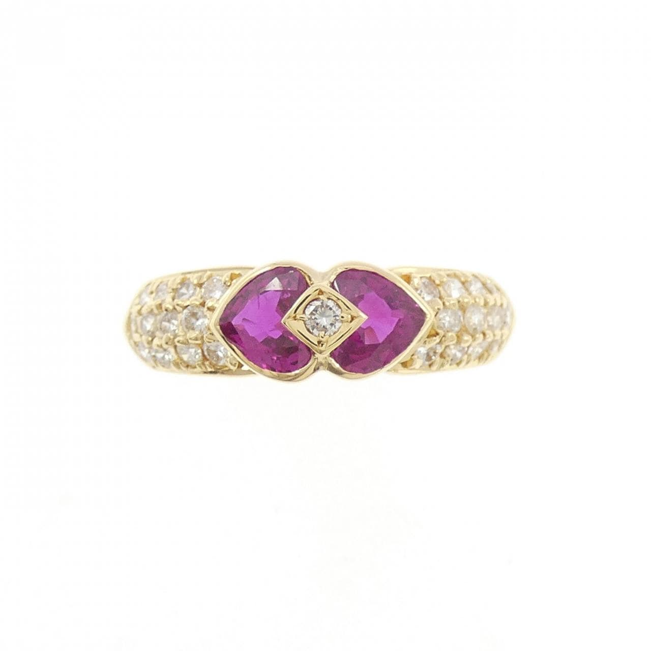 K18YG ハート ルビー リング 1.21CT