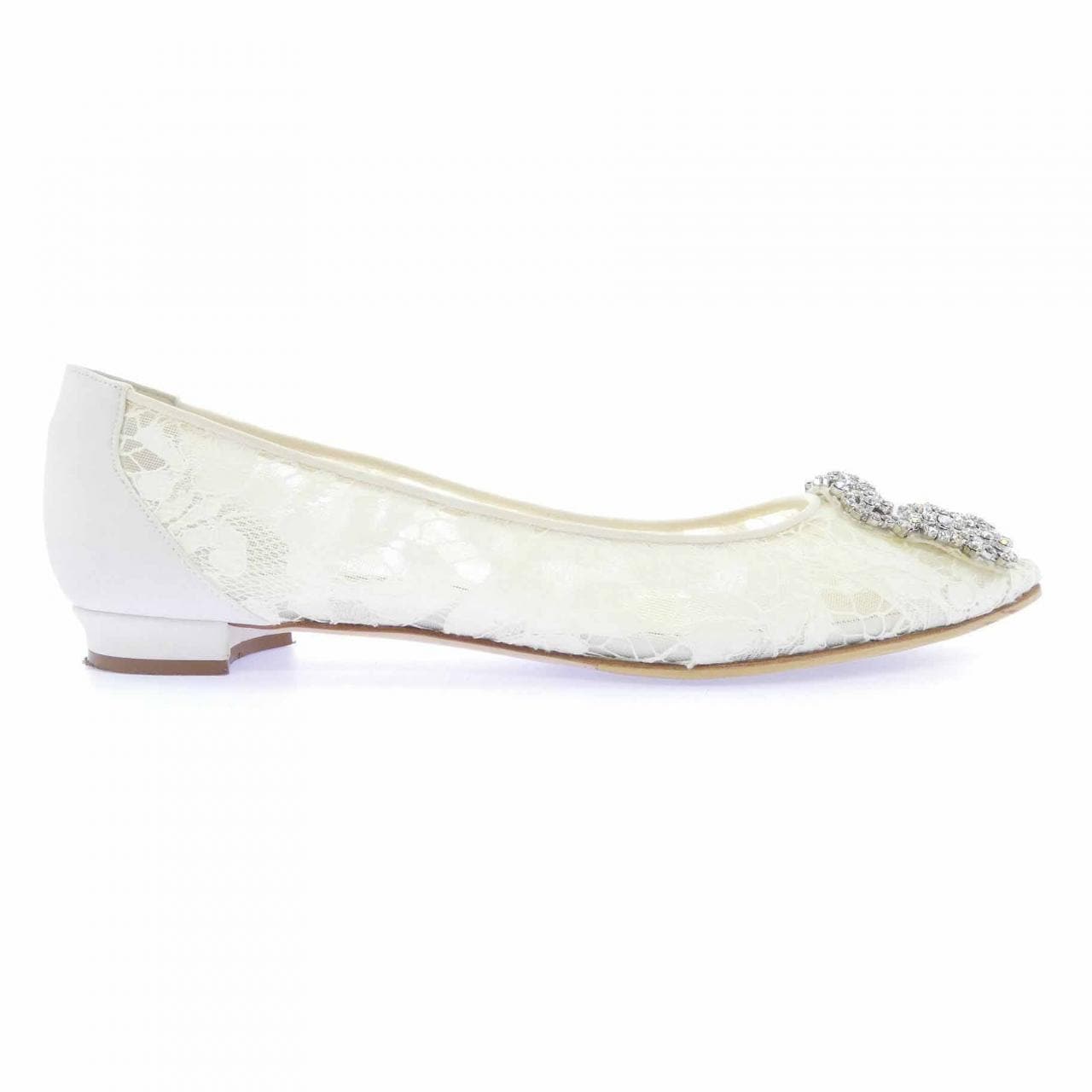 マノロブラニク MANOLO BLAHNIK HANGISIFLAT レース フラットシューズ