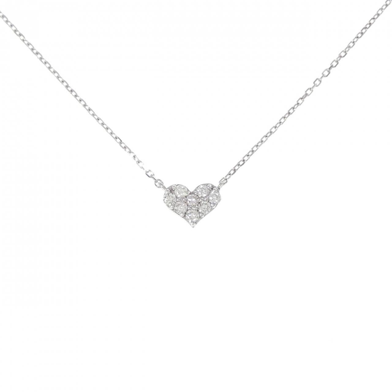 K18WG ハート ダイヤモンド ネックレス 0.13CT