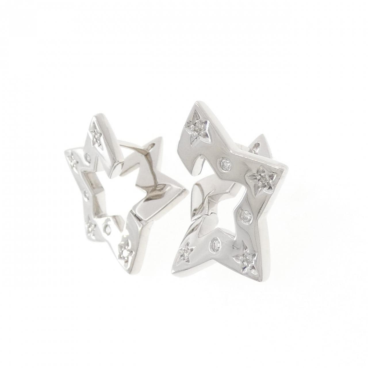 K18WG スター ダイヤモンド ピアス 0.20CT