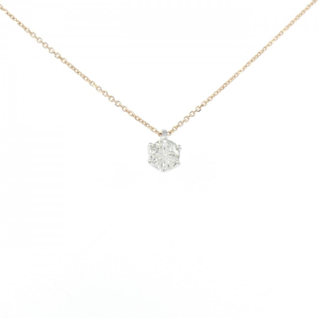 K18WG/K10PG ソリティア ダイヤモンド ネックレス 0.30CT