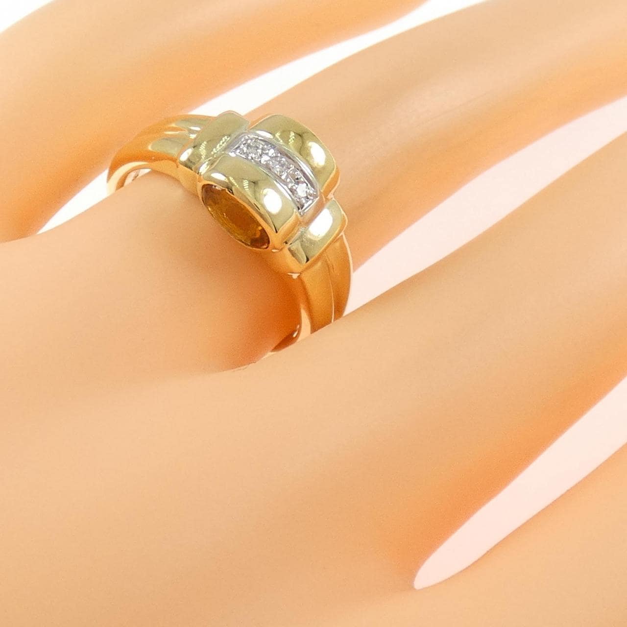 K18YG/PT900 カラーストーン リング