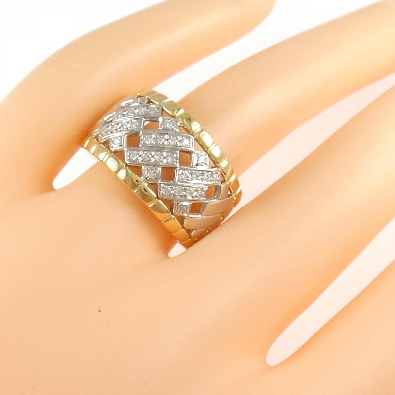 K18YG/PT900 ダイヤモンド リング 0.19CT