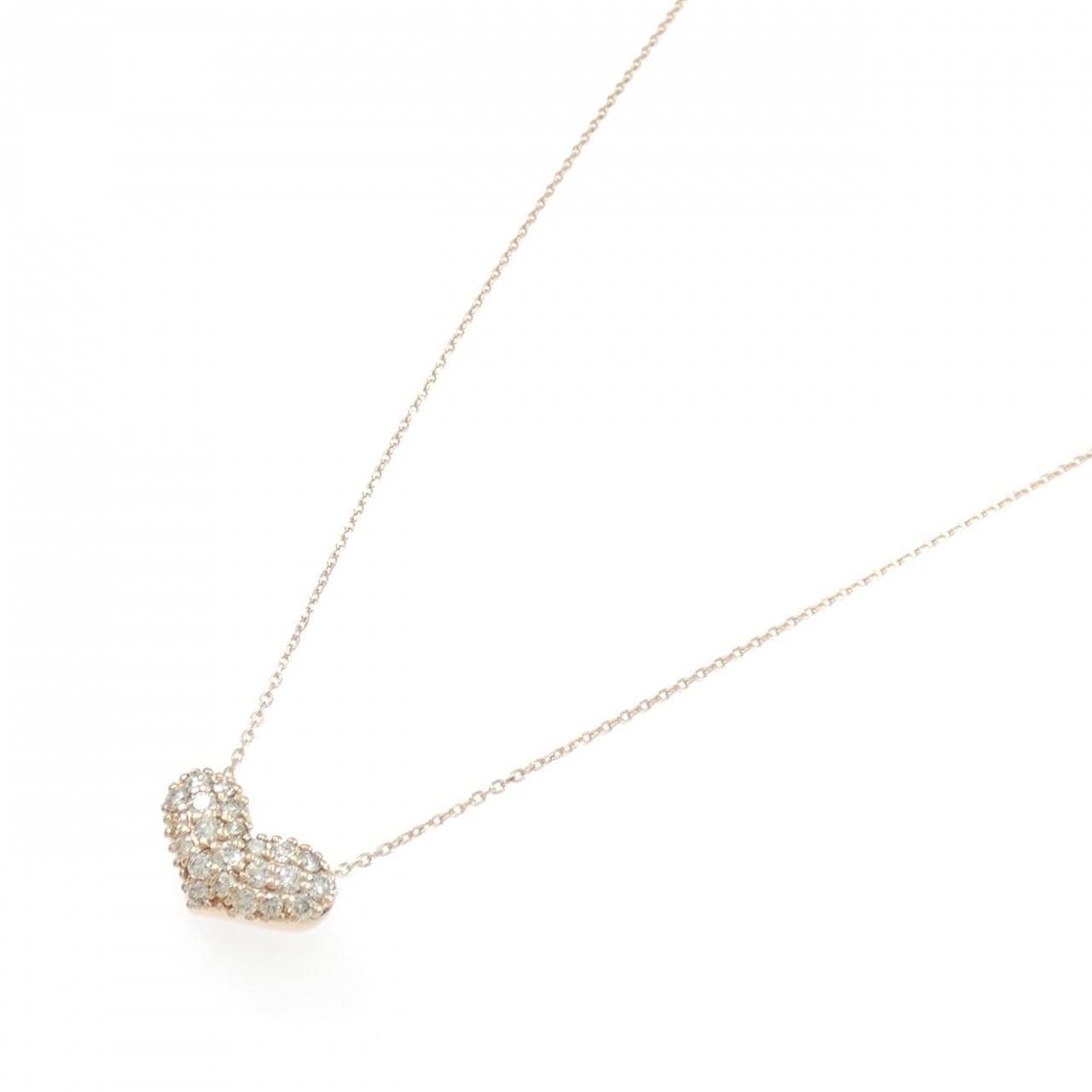 K10PG ハート パヴェ ダイヤモンド ネックレス 0.50CT