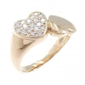 K18PG ハート パヴェ ダイヤモンド リング 0.25CT
