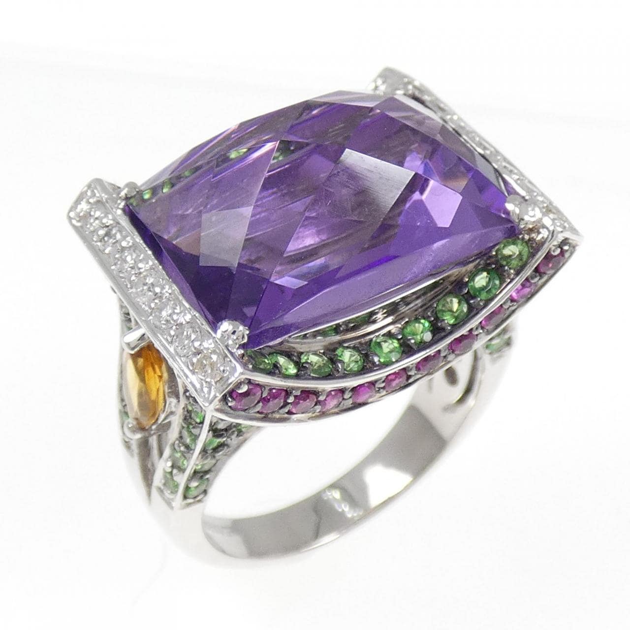 K18WG/K18BG アメジスト リング 11.60CT