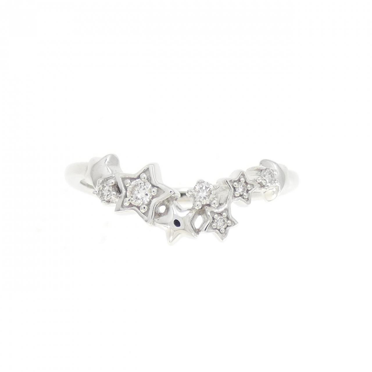K18WG スター ダイヤモンド リング 0.10CT