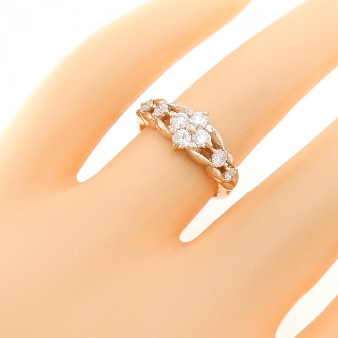 K18PG フラワー ダイヤモンド リング 0.50CT