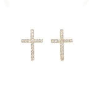 【新品】K18YG クロス ダイヤモンド ピアス 0.40CT