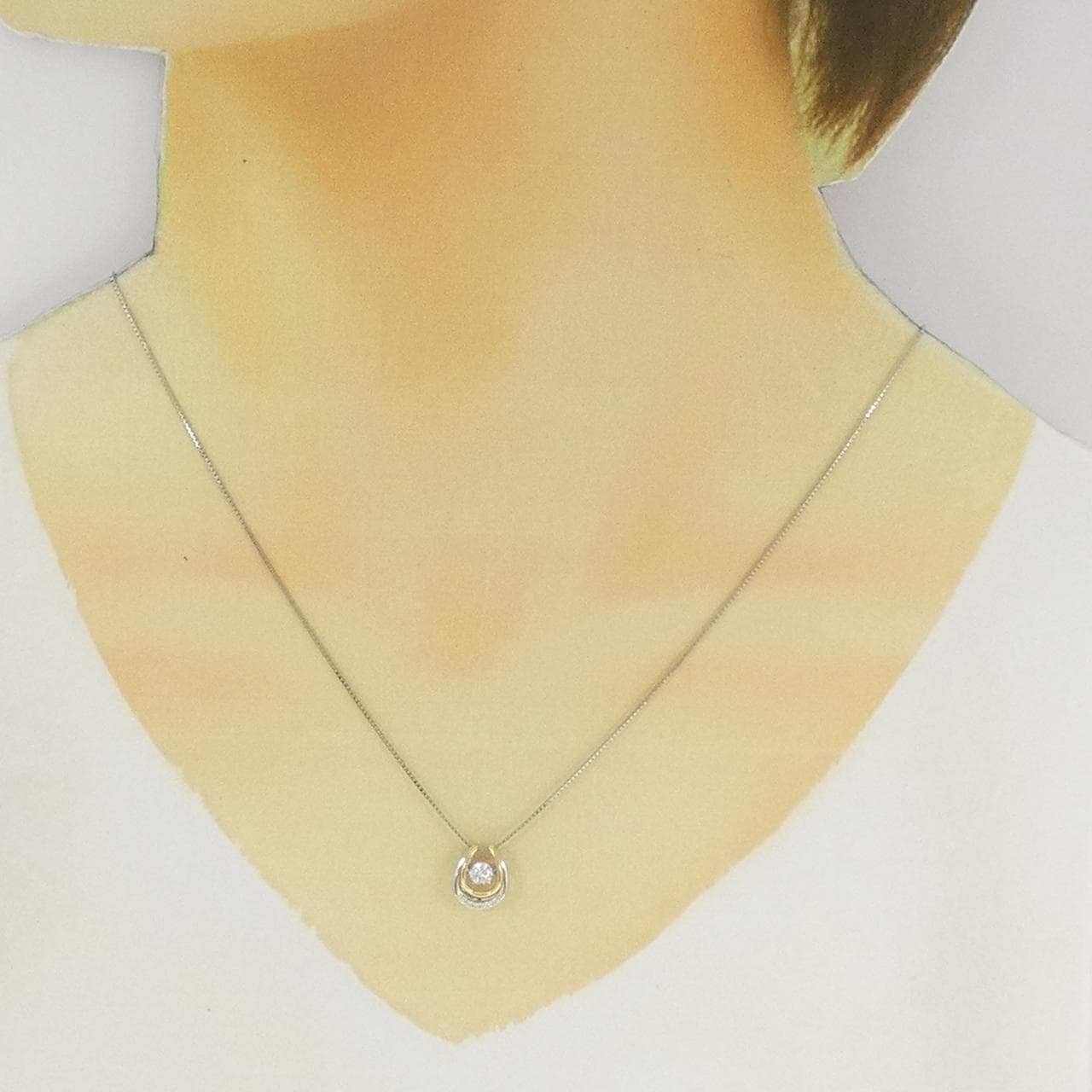 PT900/K18YG/PT850 ダイヤモンド ネックレス 0.181CT