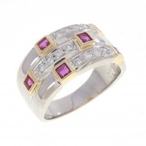 PT900/K18YG ルビー リング 0.72CT