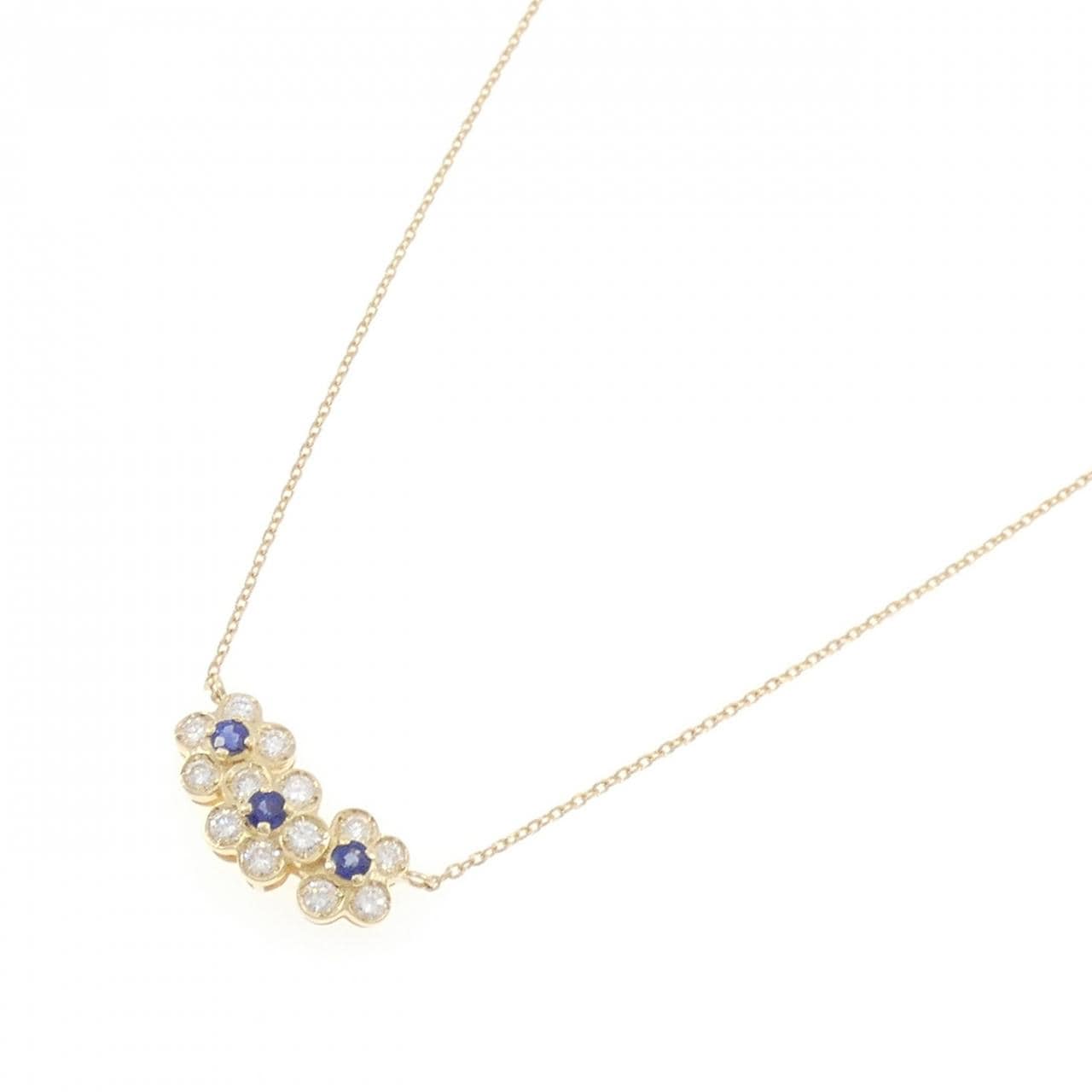 K18YG フラワー サファイヤ ネックレス 0.67CT