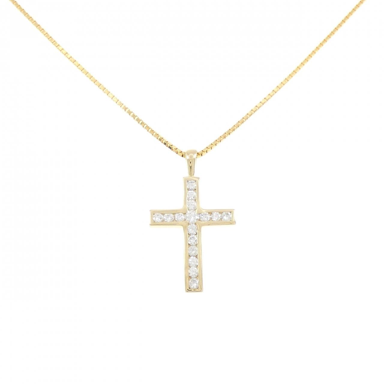 K18YG クロス ダイヤモンド ネックレス 0.60CT
