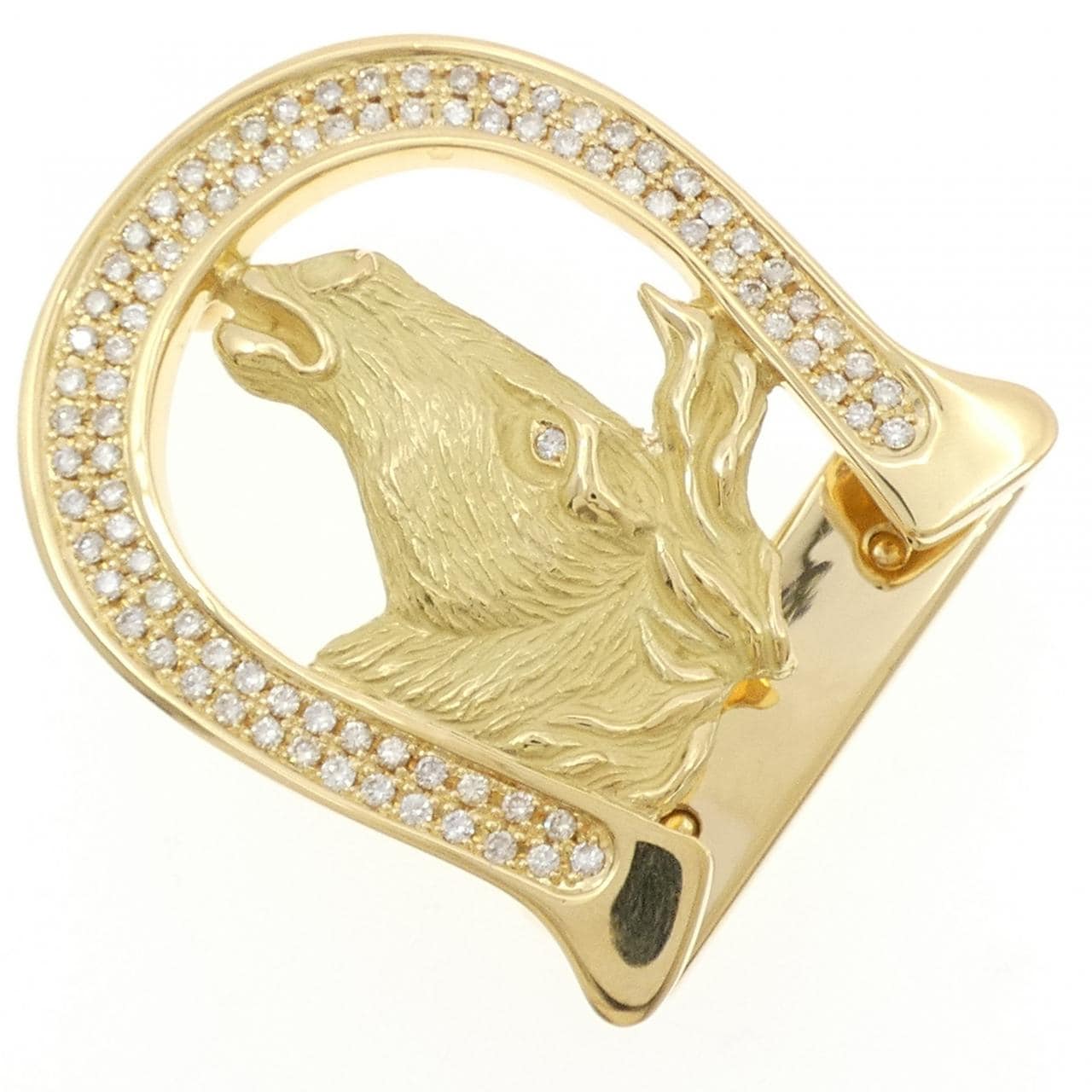 K18YG ホース ダイヤモンド バックル 2.48CT