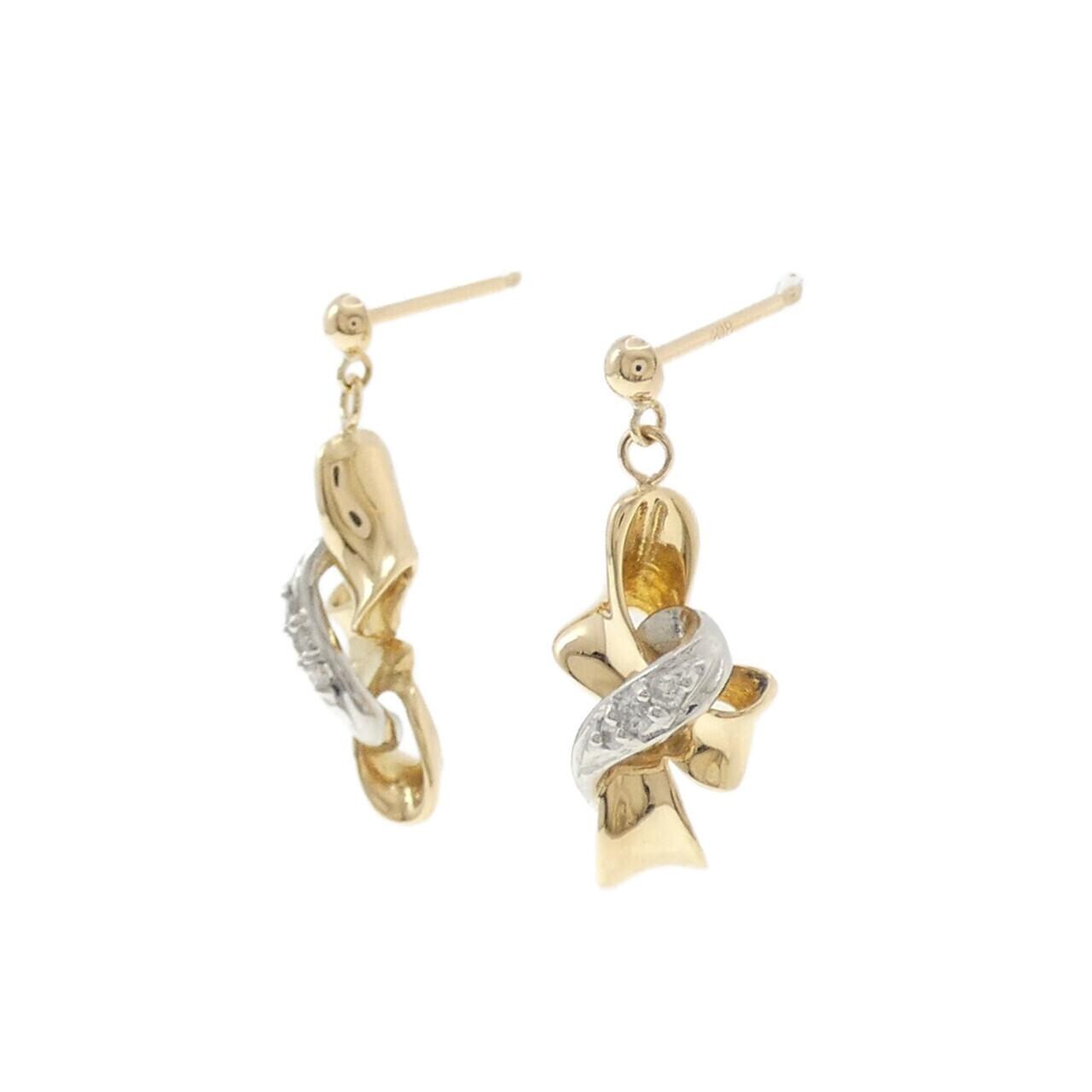 K18YG/PT ダイヤモンド ピアス 0.06CT