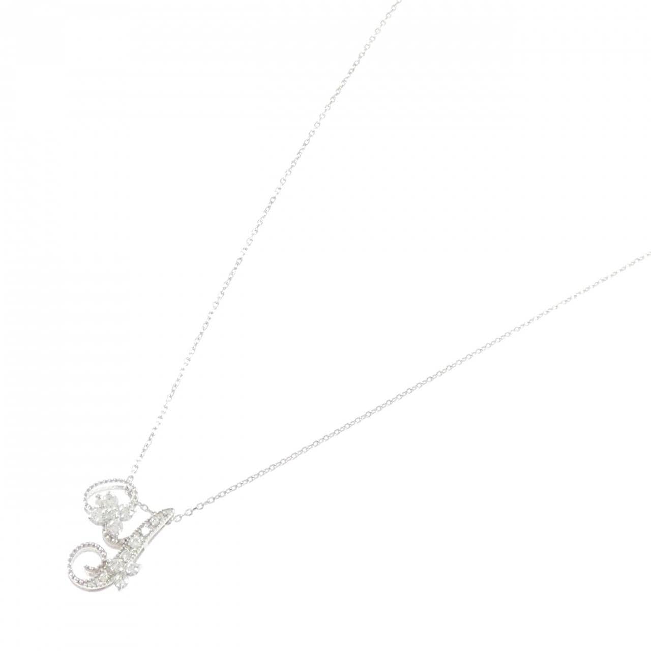 K18WG イニシャルY ダイヤモンド ネックレス 0.18CT