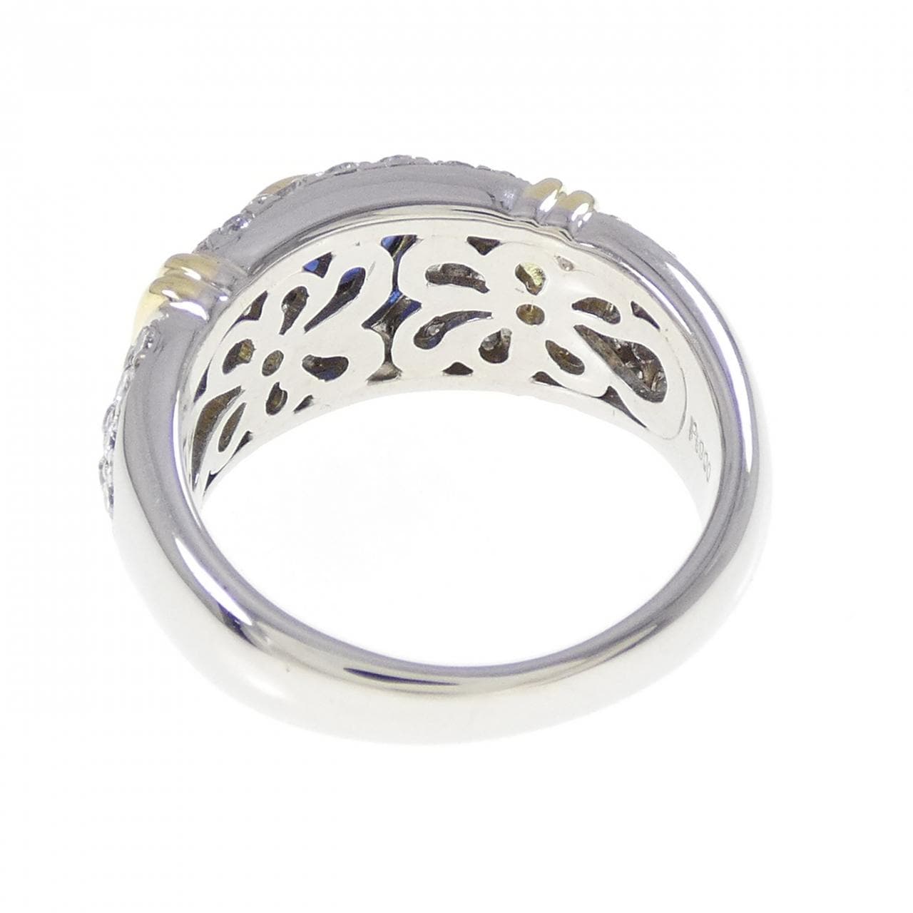 PT900/K18YG ハート サファイヤ リング 0.87CT