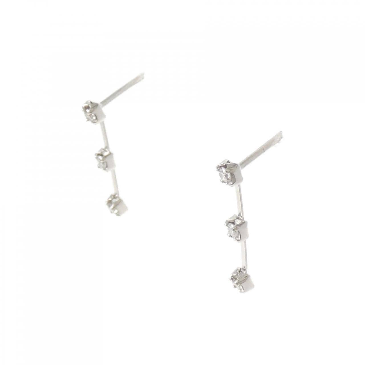 K18WG スリーストーン ダイヤモンド ピアス 0.08CT