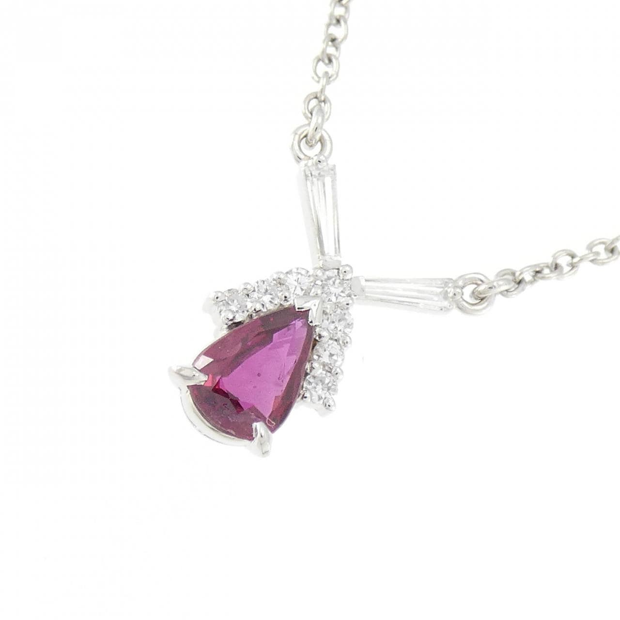PT900/PT850 ルビー ネックレス 0.52CT
