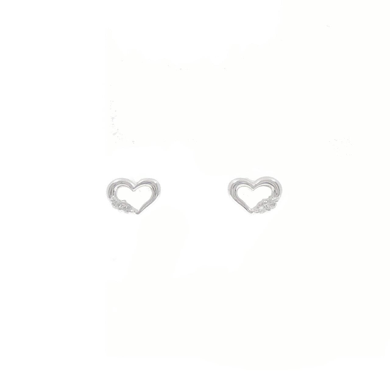 K18WG 心形鑽石耳環 0.04CT