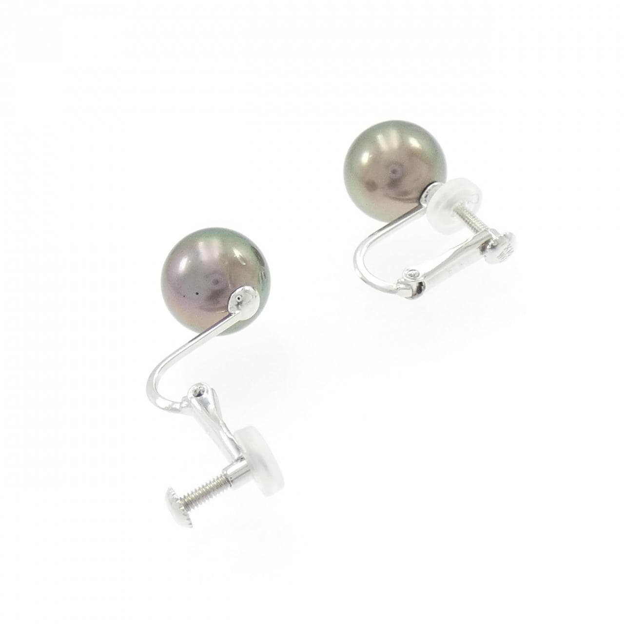 K14WG 黒蝶パール イヤリング 9mm