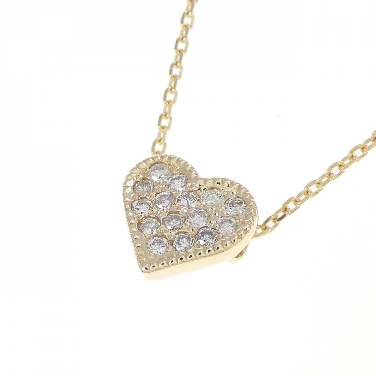 K10YG ハート ダイヤモンド ネックレス 0.12CT