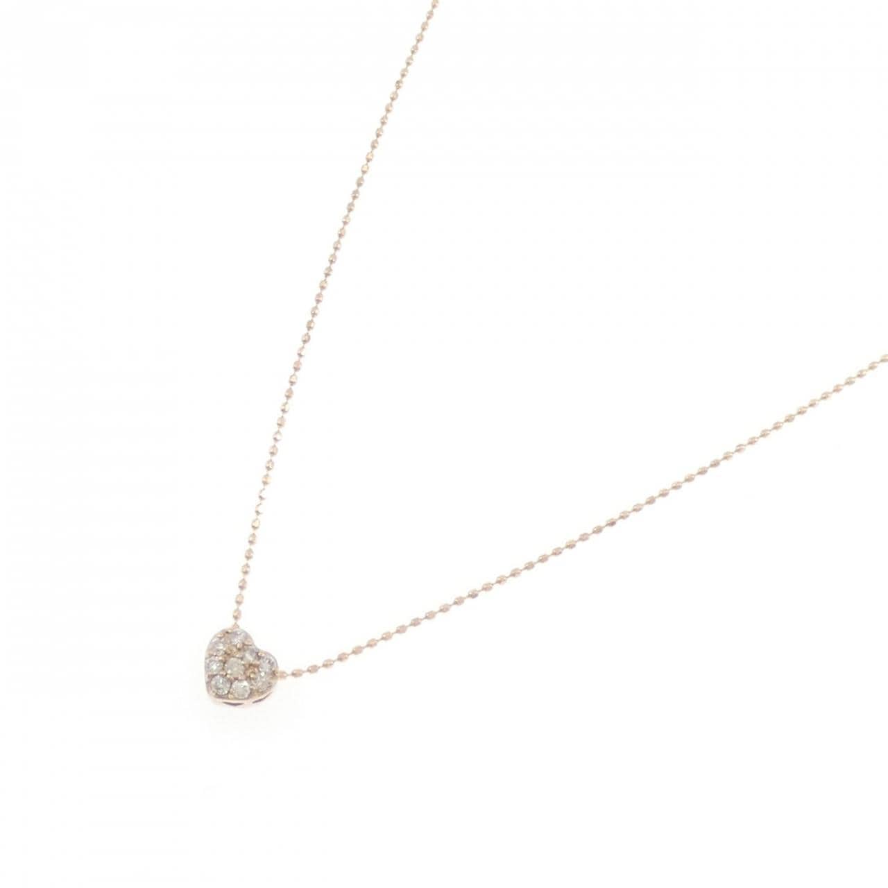 K18PG ハート ダイヤモンド ネックレス 0.13CT