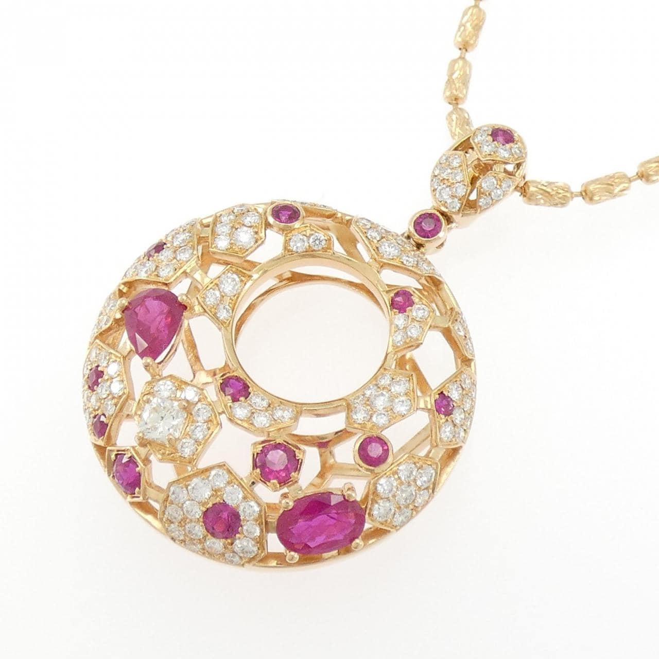 18KPG/K18PG ルビー ネックレス 1.97CT