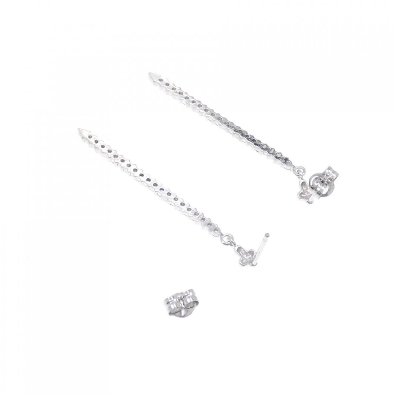 K18WG cross Diamond earrings 0.30CT