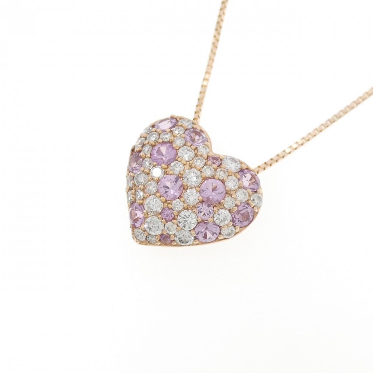 K18PG ハート サファイヤ ネックレス 0.68CT