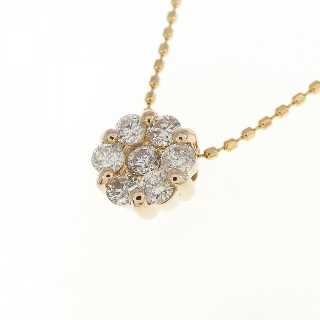 K18PG/K18YG フラワー ダイヤモンド ネックレス 0.30CT
