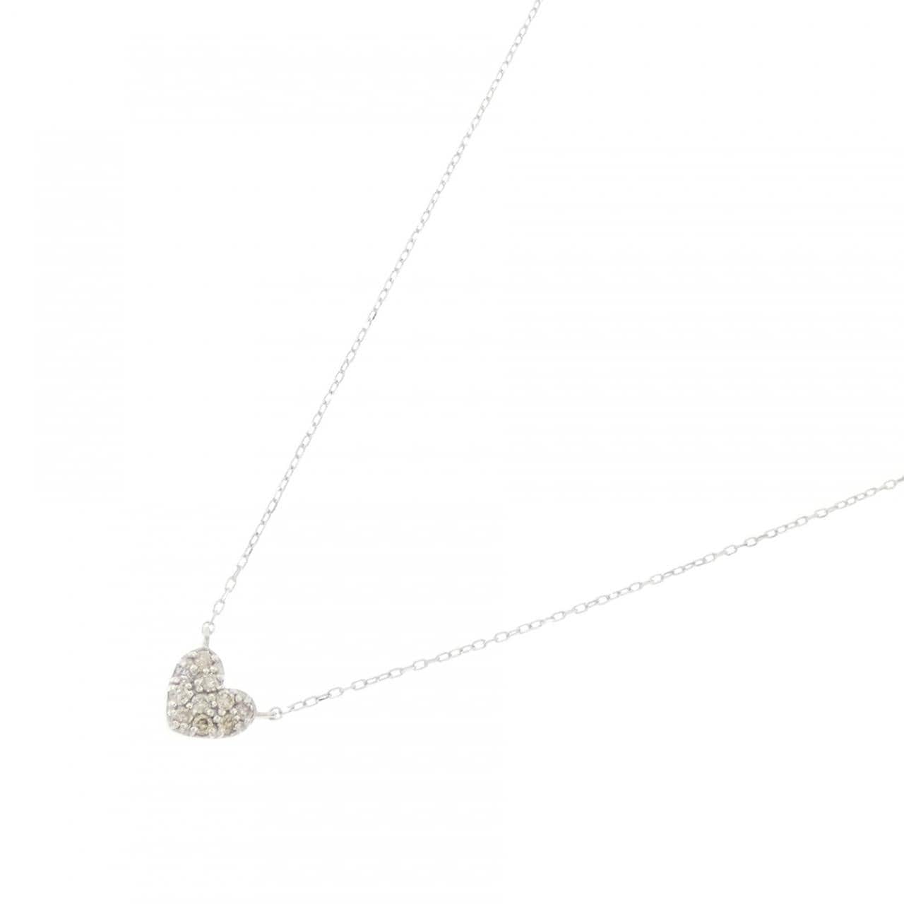 K10WG/K18WG ハート ダイヤモンド ネックレス 0.08CT