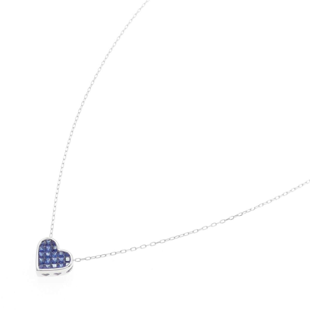 K18WG ハート サファイヤ ネックレス