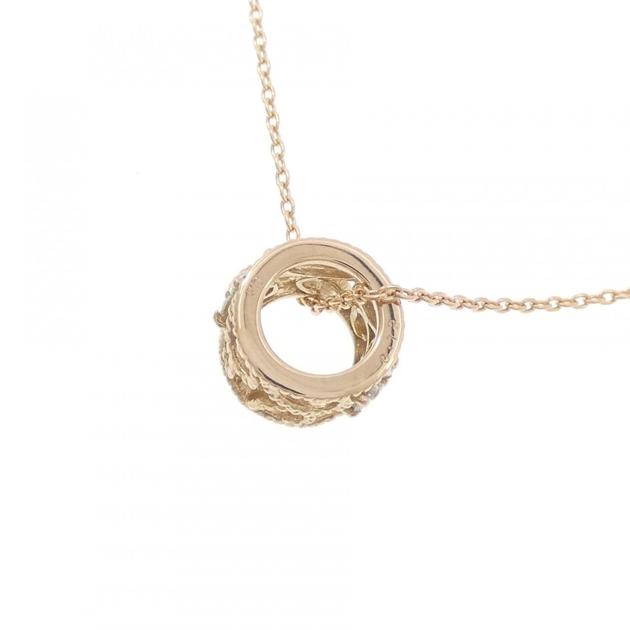 K18PG フラワー ダイヤモンド ネックレス 0.12CT