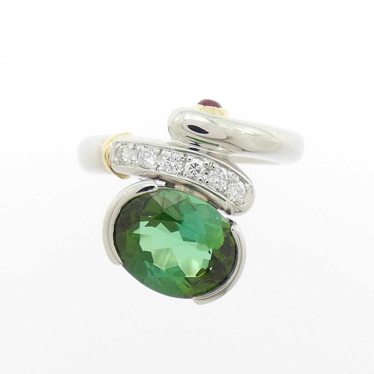 PT900/K18YG トルマリン リング 2.92CT