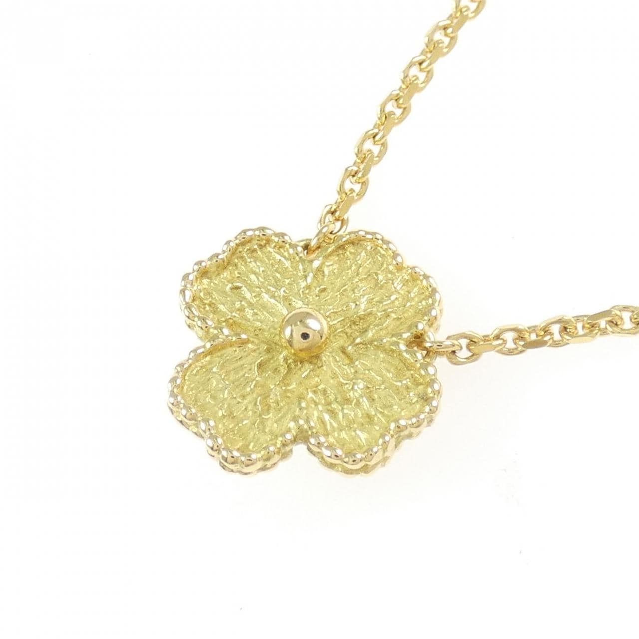 750YG フラワー ダイヤモンド ネックレス 0.12CT