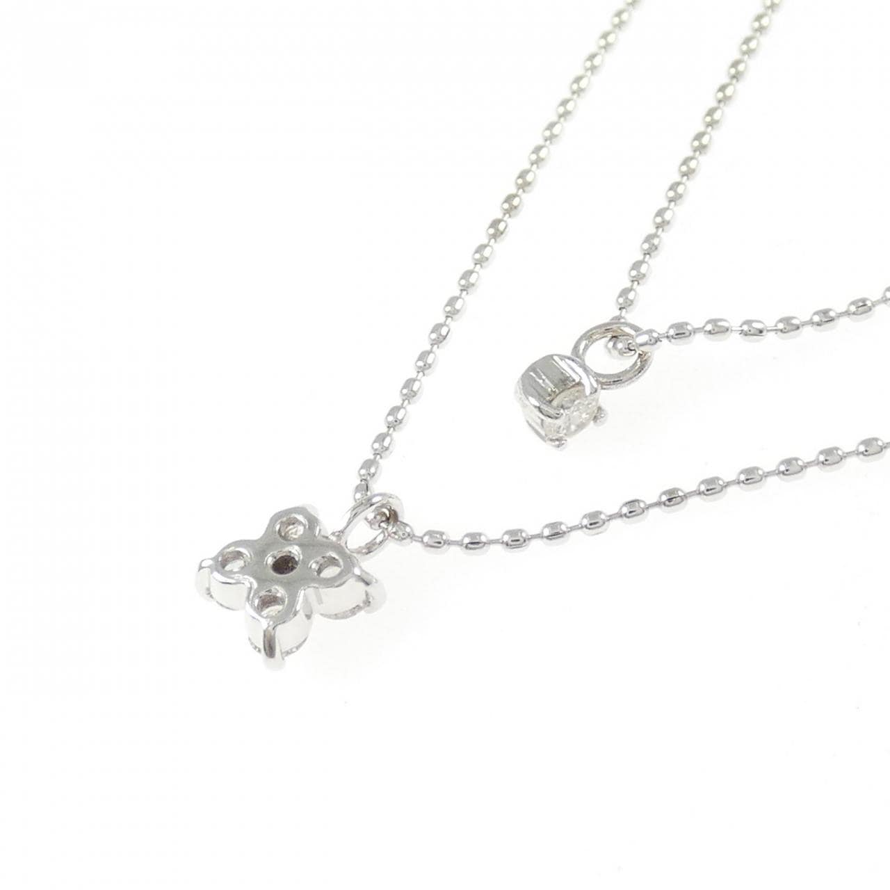 K18WG フラワー ダイヤモンド ネックレス 0.20CT