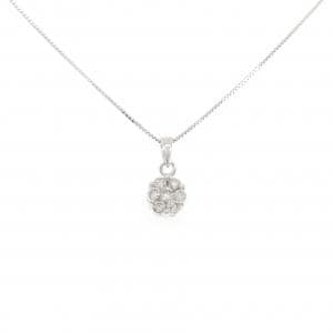 K18WG フラワー ダイヤモンド ネックレス 0.50CT