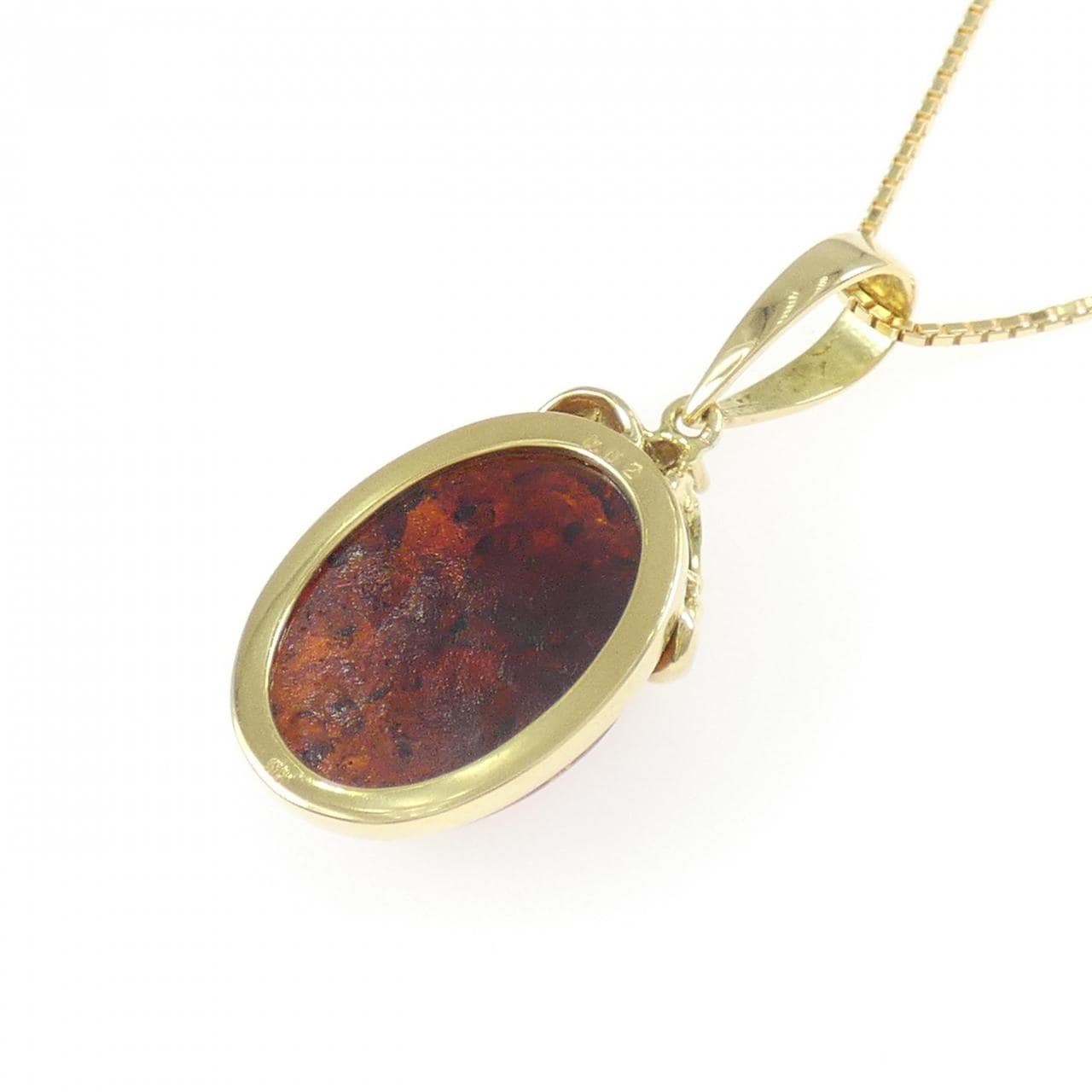 K18YG 琥珀 ネックレス