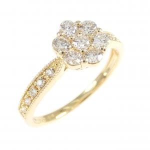 K18YG フラワー ダイヤモンド リング 0.50CT